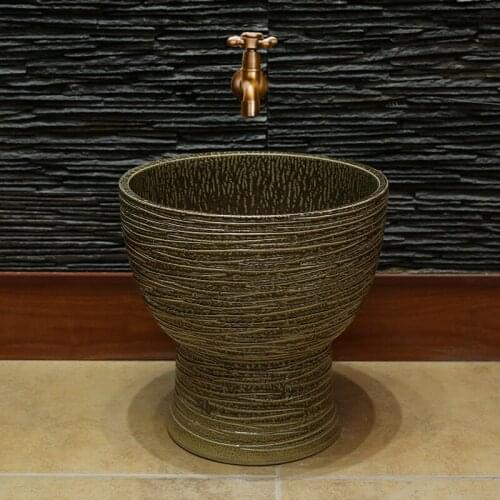 Retro Art Wash Mop Pool Balcony Large Size Ceramic Towing Mop Pool Outdoor Courtyard Antique Mop Pool sinks porcelain