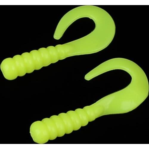 10pcs/lot Silicone Grub lure 40mm 0.9g Spiral Curved Worm tail Jigging Lures Silicone Wobblers Soft Bait Bass Fishing Tackle