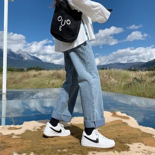 Woman Jeans Fashion Straight Leg Boyfriend Pants High Waist Casual Baggy Jean New Female Clothing Loose Denim Mom Trouser