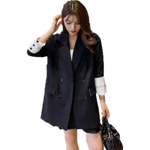 2020 Spring Blazer Women Double Breasted Coat Oversized Full Sleeve Female Suit Coat Elegant Jackets O