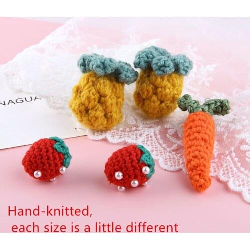 Winter style 20pcs/lot cartoon eggplant pineapple carrot shape hand weaving dolls diy jewelry earring/garment accessory