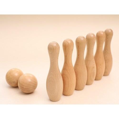 1Set Wooden Bowling Ball Toy Set Leisure Sports Entertainment Set Kids for Children Outdoor Fun & Sports Toy Game Baby Gifts