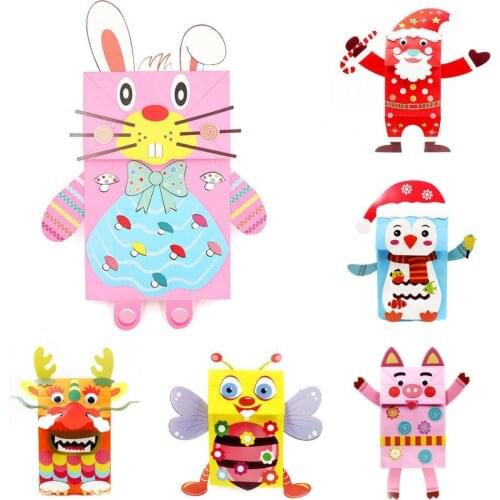 1Set Paper Finger Toy DIY Adorable Lightweight Paper Bag Puppet Parent-child Communication Game Various Styles Educational Toys