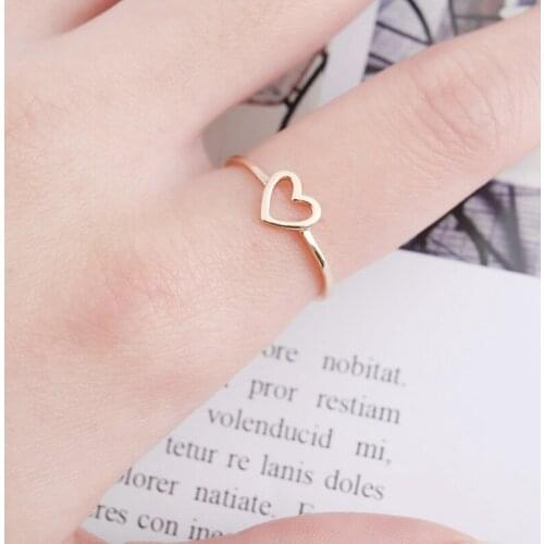 1pcs Hollow Out Heart Finger Ring 10# sweet Openwork Wedding Bride Love Couple Heart Charm Ring Jewelr