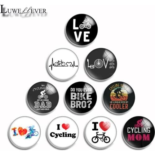 10mm 12mm 16mm 20mm 25mm 30mm 501 Love Cycling Mix Round Glass Cabochon Jewelry Finding 18mm Snap Button Charm Bracelet