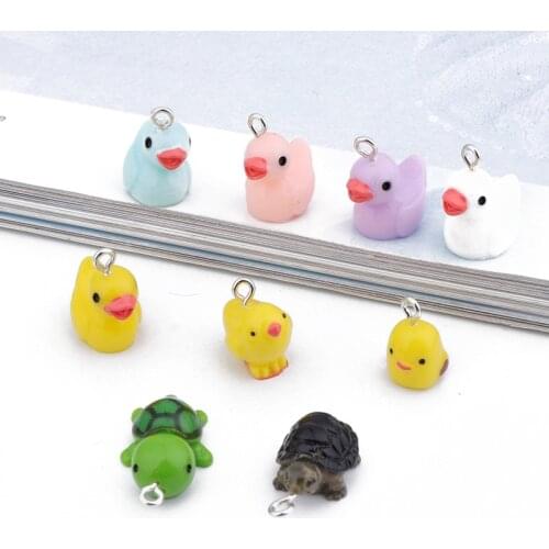10Pcs Lovely Animals Duck Tortoise Charms DIY Necklace Earring Findings Childlike Kids Toy Bracelet Keychain Jewelry Accessories