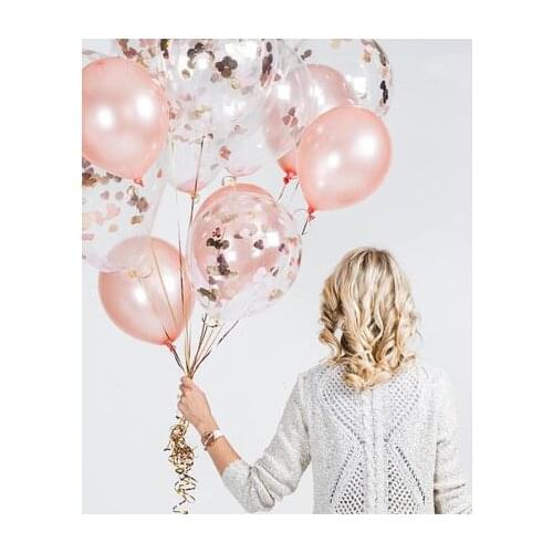 10Pcs 12 Inch Latex Rose Golden Sequins Balloons Party Balloons for Wedding Decoration Birthday Baby Shower Party Decorations