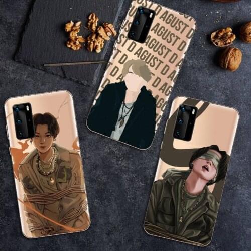 Agust D suga kpop Phone Case Transparent for huawei P 40 30 20 lite pro smart 2019 honor 8X 10i 10 coque