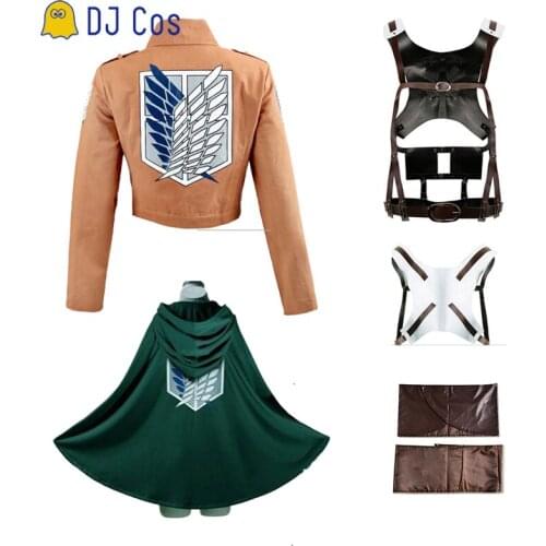 Attack on Titan Cosplay Costumes Shingeki no Kyojin Recon Corps Cosplay Leather Shorts Belt Apron Skirt Scouting Legion Cape Set