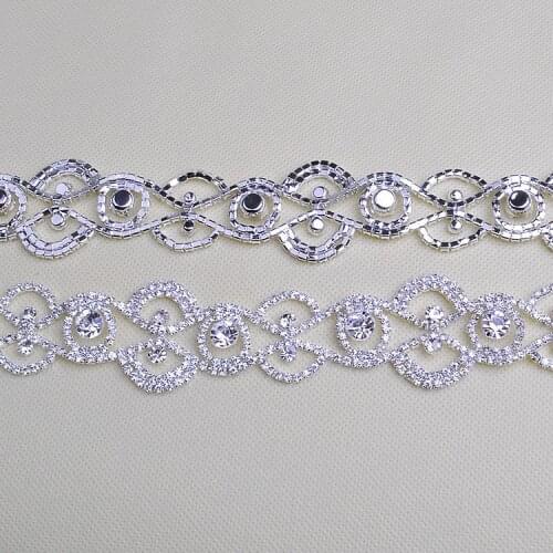 Free shippment!5yards/lot sew on rhinestone bridal costume white flower trim crystal wedding dress decorative diamond chain