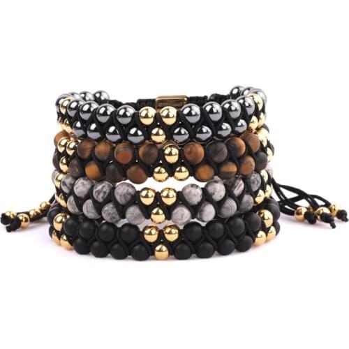High quality Fashion women men jewelry natural stone handmade braided bead bracelet bangle