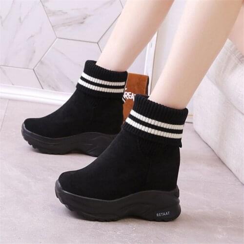 Breathable Casual Shoes Winter Women Ankle Boots Wedge Boots Warm Leather Sneakers Snow Boots for Woman Leather Boots Women