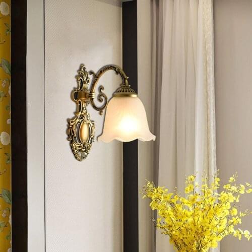 European wall lamp, wrought iron corridor, hallway lamp, American bedside, modern simple study, bedroom lamp wall decor sconces