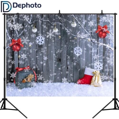 Dephoto Wood Snowflake Christmas Photography Backdrop for Xmas Party Decoration Baby Children Portraits Photo Studio Background