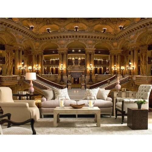 Photo wallpaper 3D European Palace Mural Painting Paris Opera House Custom Mural Living Room TV Background Wall Lobby Wallpaper