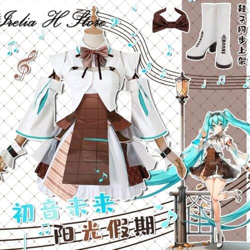 Miku Sunny holiday Miku Figure Cosplay Costume uniform dress female