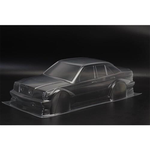 Rc Car Shell Mercedes 190E Clear Body + Stickers + 3D Tail Wing + Lamp Cup + Rearview Mirror Sets For 1:10 Scale On Road Cars