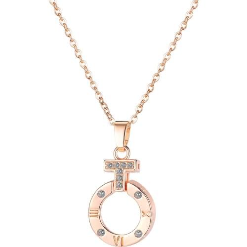 Megin D Hot Sale Romantic Luxury Round Roman Numbers Cross Copper Necklaces for Women Lover Mother Friend Fashion Gift Jewelry