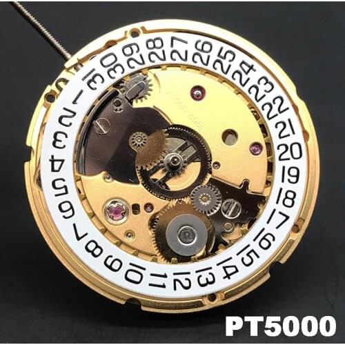 PT5000 Mechanical Movement Gold Swiss Series Automatic Self-winding Mechanism 25 Jewels with Datewheel High Quality HK Version