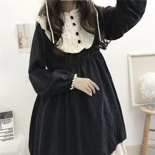 Plus Size WomenS Lolita Dress 100kg Large Size Lolita Japanese 2021 Spring Autumn New Long Sleeve Lolita Dress Female M-4XL