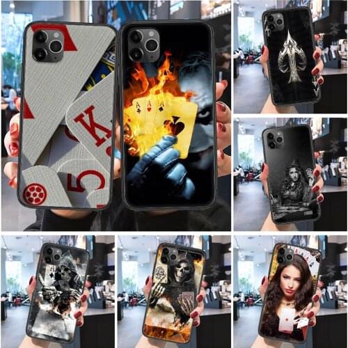 Poker Cool Fashion Fire Spades Phone Case Cover Hull For iphone 5 5s se 2 6 6s 7 8 12 mini plus X XS XR 11 PRO MAX Frosted black