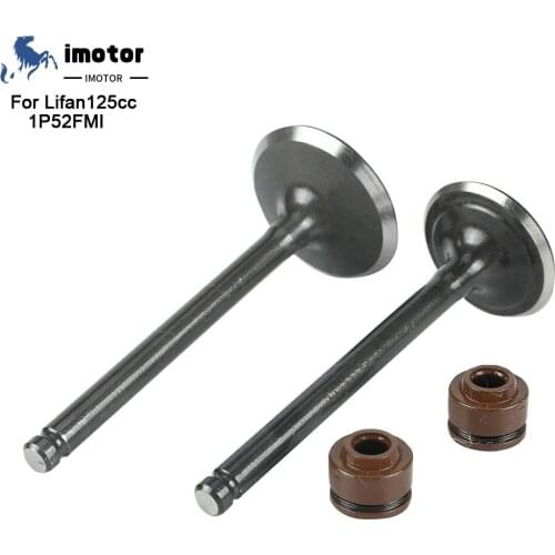 Motorcycle Intake Exhaust Valves With Oil Seal Kit For 52.4mm Bore Lifan 125cc Horizontal Engines Dirt Pit Bike ATV Quad Parts