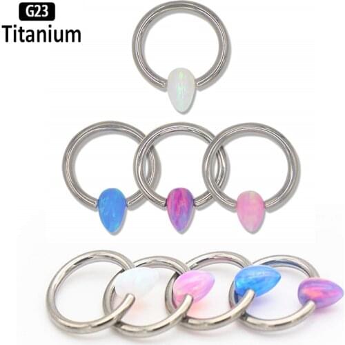 New G23Titanium Hoop Piercing Ladies Earring Stone Opal Hight Segment Ring Open Small Septum Piercing Nose Earrings Body Jewelry