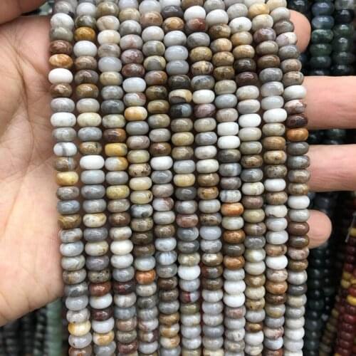 Wholesale Natural Bamboo Leaf Agat e Beads,4x6mm 5x8mm Roundel Spacer Gem Stone Loose Beads for jewelry 15.5"/string