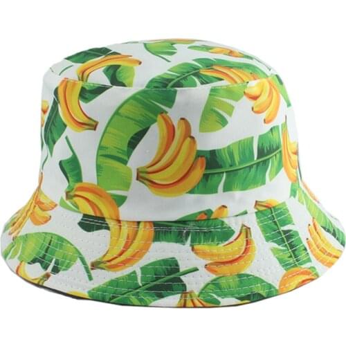 Panama Bucket Hat Men Women Summer Fishing Cap Banana Grape Strawberry Print Sun Protection Hat Hip Hop Gorros Fisherman Hat