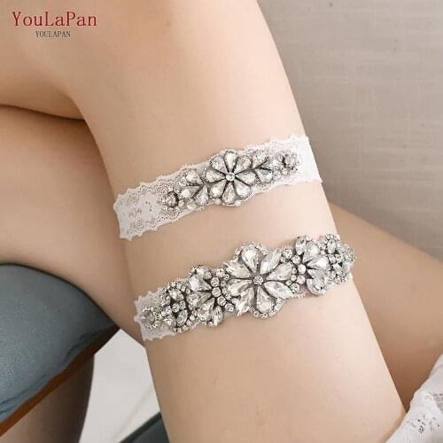 YouLaPan THS464 Silver Rhinestones Bridal Leg Garter Wedding Garter Belt Bridal Thigh Leg Garter Ring For Women/Female/Bride