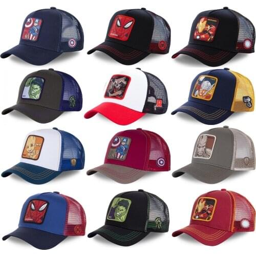 Disney Marvel Spiderman Iron Man Adjustable Snapback Cotton Baseball Cap Adult Kid Mickey Hip Hop Hat Sun Breathable Mesh Hat