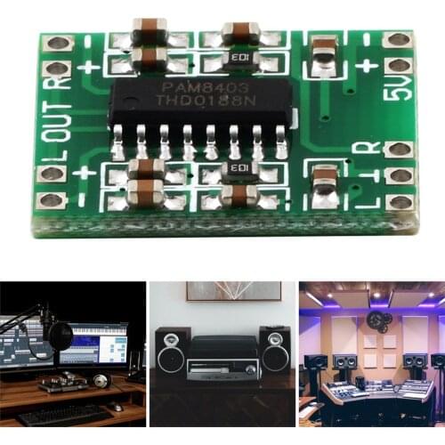 Green PAM8403 Super Mini Digital Amplifier Board 2 * 3W Class D Digital 2.5V To 5V Power Amplifier Board Efficient hot new