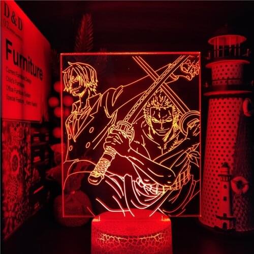 One Piece Led Night Light Sanji Zoro Acrylic 3d Lamp Color Changing Desk Lamp Bedroom Decor Child Kid Birthday Gift Manga Gadget