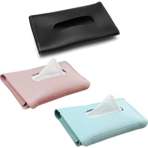 T3ED 1 Pcs Car Tissue Box Towel Sets Car Sun Visor PU Leather Tissue Box Holder