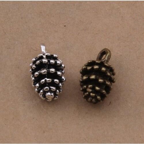 Vintage 100pcs Charms Pine Nuts Antique Bronze Fit Bracelet Necklace DIY Metal Jewelry Findings 15mmx9mmx8mm