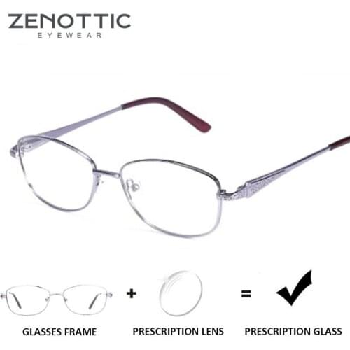ZENOTTIC Retro Alloy Prescription Progressive Glasses Women Optical Myopia Hyperopia Spectacle Blue Light Photochromic Eyewear