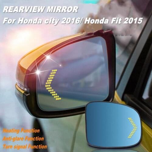 2pcs Power Heated w/Turn Signal Anti-Dizziness Side View Mirror Blue Glasses For 2016 Honda city/2015 Honda Fit