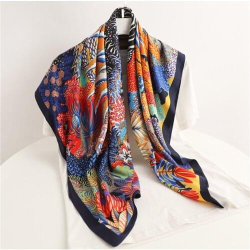 Print Shawl Neckerchief Twill Summer Square Scarf For Women Headscarf Design Headband Hair Wrap Female Foulard Hijab Bandana