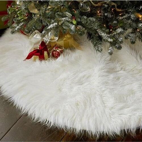 1PC Creative White Plush Christmas Tree Skirts Fur Carpet Xmas Decoration New Year Home Outdoor Decor Event Party Tree Skirts