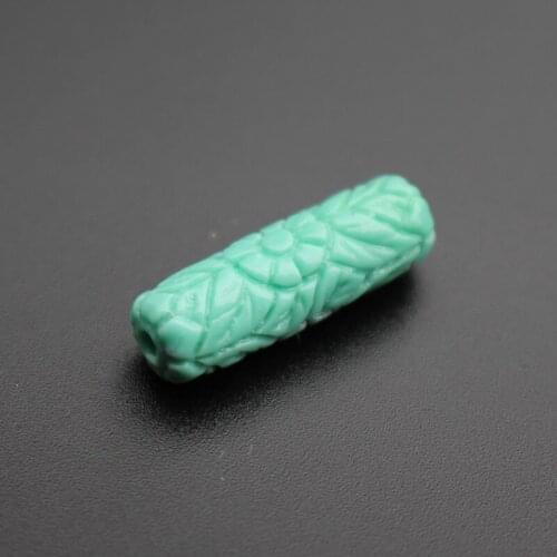 10Pcs Ocean blue Color Cylindrical Shape 8mm*25mm Artificial Coral beads Carved Flower beads Cabochon for Jewelry making
