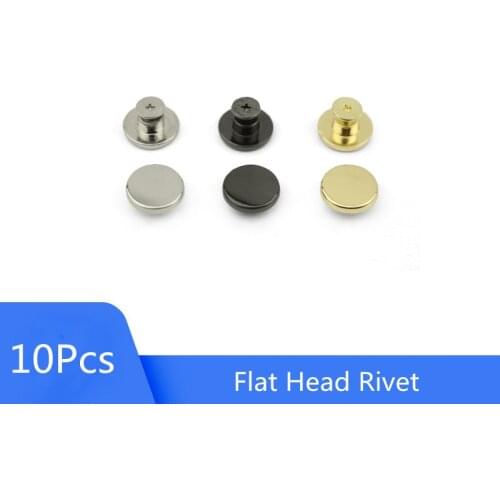 10Pcs Alloy Metal 15 MM Flat Pin Nail for Diy Cross Screw Belt Head Screw Luggage Accessories Bag Garment Decor Nail Buckles