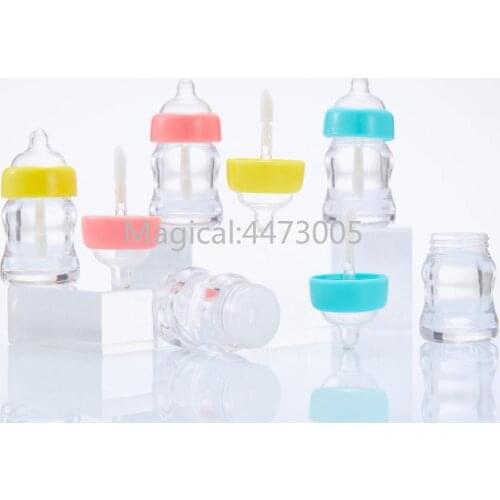 7ml Milk Bottle Lip Gloss Tube Bottle Empty Lipgloss Tube Plastic Transparent/Yellow/Pink Lip Gloss Cosmetic Packaging Container