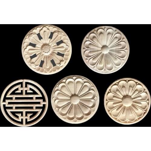 8/10/12CM Vintage Unpainted Wood Carved Corner Onlay Applique Frame for Home Furniture Wall Cabinet Door Decor Crafts