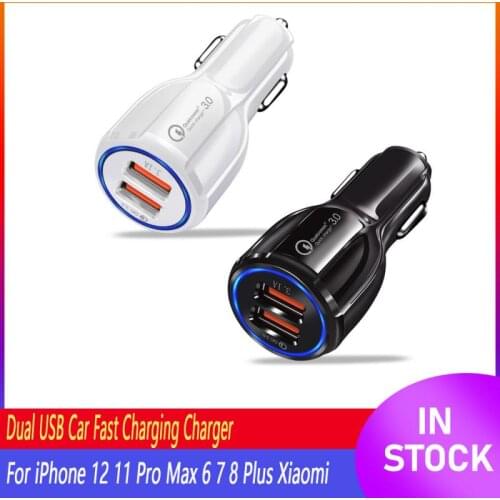 Dual USB Car Charger Fast Charging Quick Phone Charge Adapter For iPhone 12 11 Pro Max 6 7 8 Plus Xiaomi Redmi Huawei