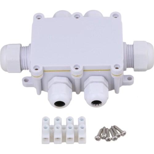 White 6 Way Outdoor Cable Wire Connectors Junction Box IP68 Waterproof Sunproof with Terminal