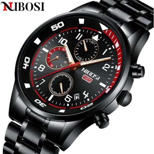 Relogio Masculino NIBOSI Mens Watches Top Brand Luxury Watch Quartz Clock Men Full Steel Business Waterproof Sport Watches
