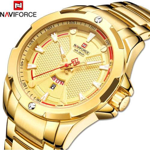 New NAVIFORCE Men Quartz Analog Watches Waterproof Week Display Casual Business Stainless Steel Luminous Clock Male Wrist Watch