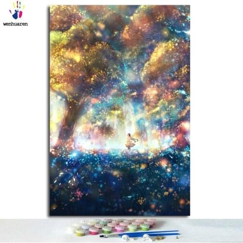 Digital oil painting uses digital painting pigments to color cherry blossom anime theme map home decoration gifts