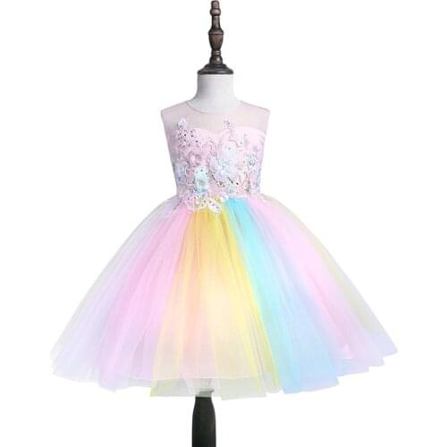 HOOYI Lace Baby Summer Girls Party Wedding Tutu Dress Cute Princess Evening Dresses Lace Childrens Robe Ball Gown