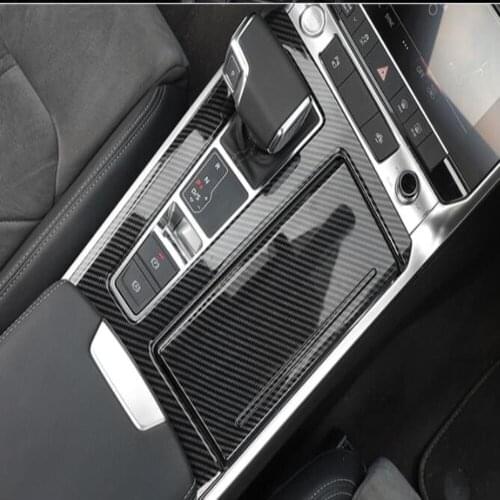 For Audi A6 C8 2019 2020 ABS Carbon Fiber Center Gear Shift Panel Cover Trim Sticker Frame Decal Interior accessories Styling
